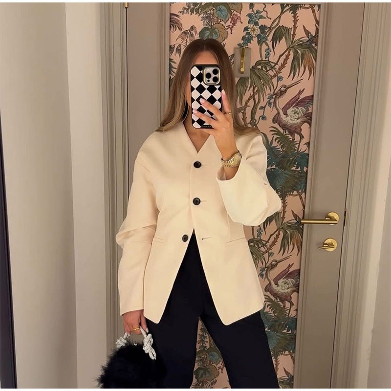 Damen modischer Blazer mit voluminösen Ärmeln Drune