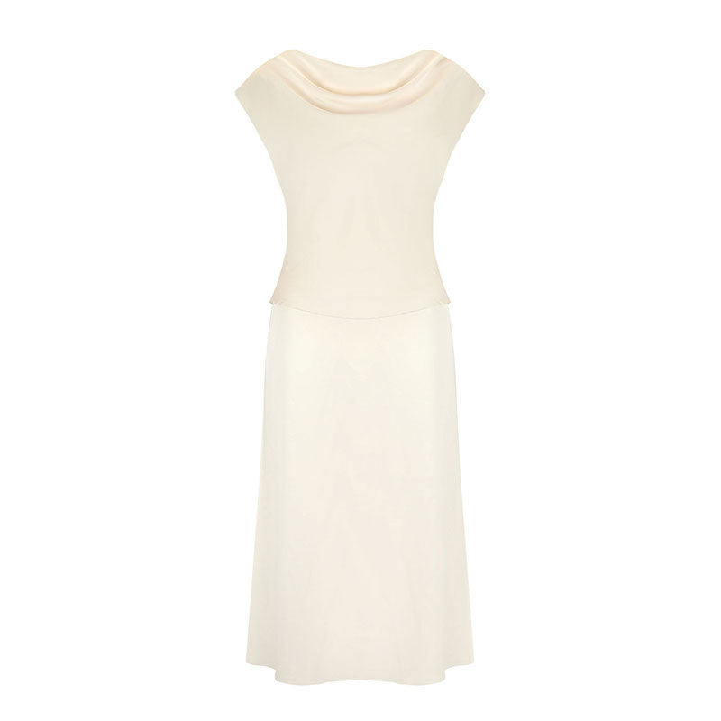 Damen elegantes Abendkleid mit fließendem Stoff und raffiniertem Halsausschnitt Drune