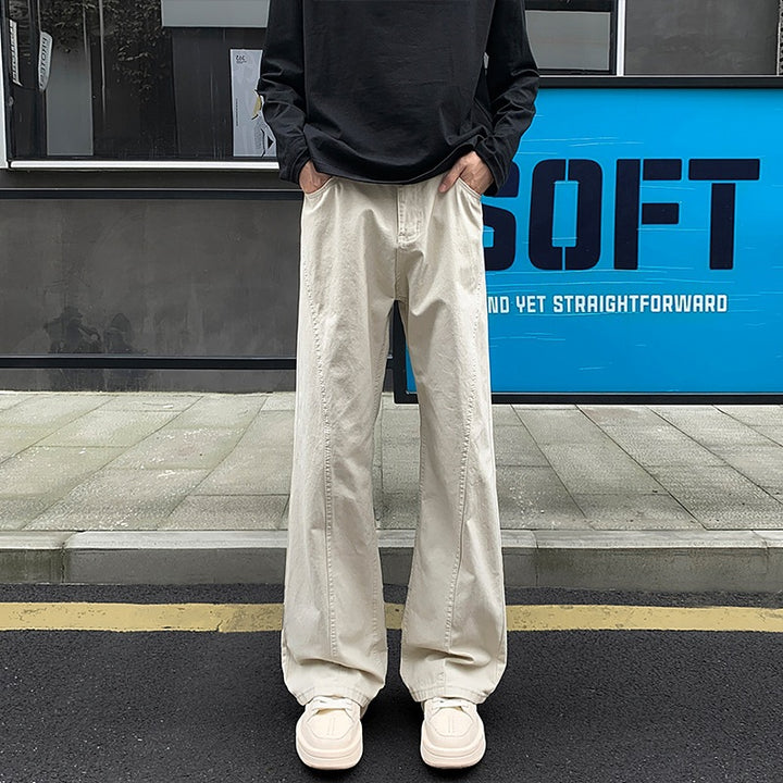 Herren Weit geschnittene Canvas-Hose mit extra weitem Bein und tiefem Schritt Drune
