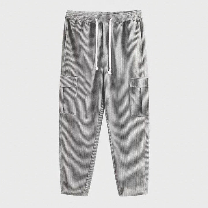 Herren nan Cord-Cargo-Jogginghose mit elastischem Tunnelzugbund, aufgesetzten Klappentaschen und tapered Bein Drune