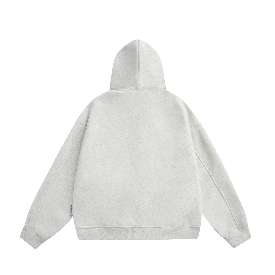 Unisex Kapuzen-Sweatjacke mit Doppelreißverschluss und Ziernaht-Panel Drune