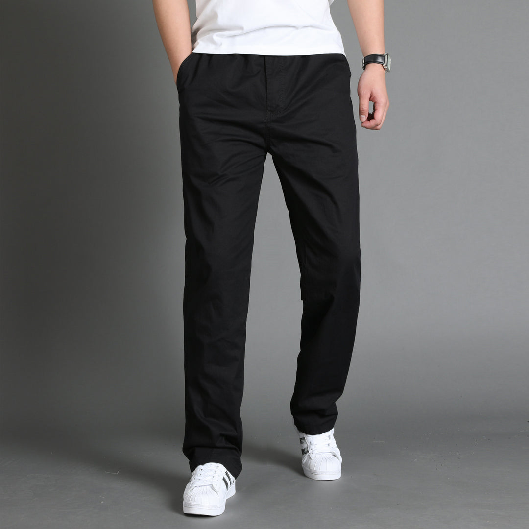 Herren Lässige Canvas-Chinohose mit elastischem Tunnelzugbund, aufgesetzten Taschen & geradem Bein Drune