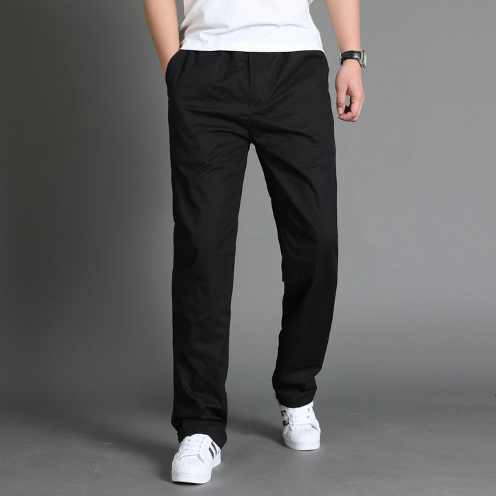 Herren Lässige Canvas-Chinohose mit elastischem Tunnelzugbund, aufgesetzten Taschen & geradem Bein Drune