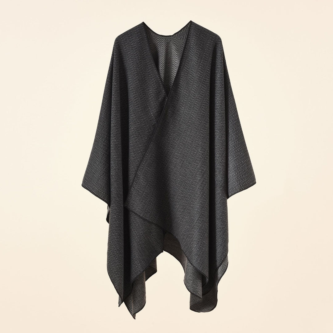 Damen Strickponcho im Paisley-Jacquard mit offener Vorderseite Drune