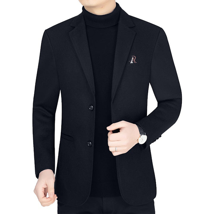 Herren Slim-Fit Wollmix-Sakko mit Revers und Brustlogo Drune