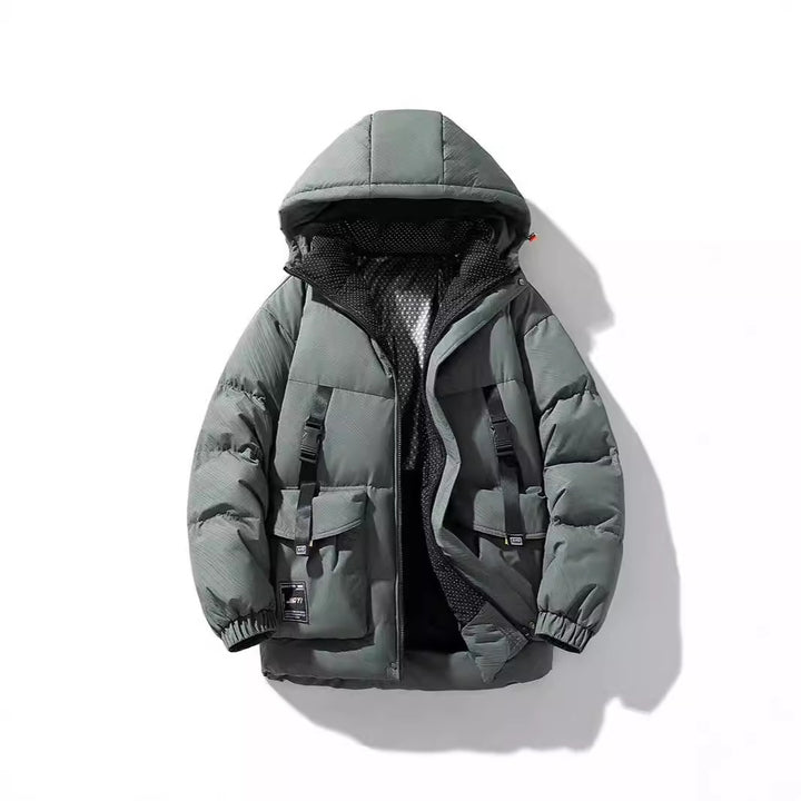 Herren Stepp-Winterjacke mit Kapuze und Printdetails Drune