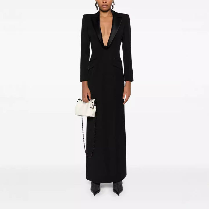 Damen Tailliertes Abend-Maxikleid im Smoking-Blazer-Stil Drune