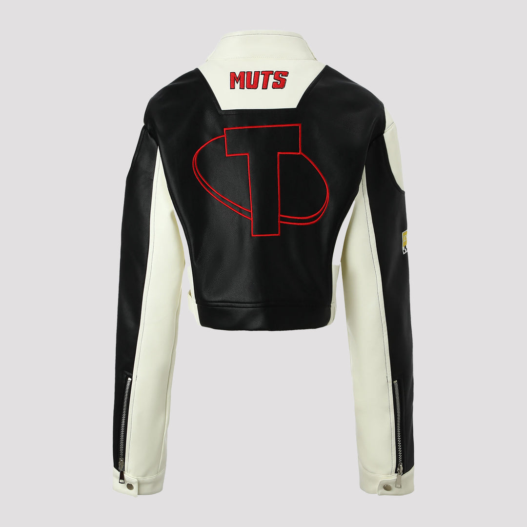 Damen Trendige Bikerjacke mit aufgestickten Patches Drune