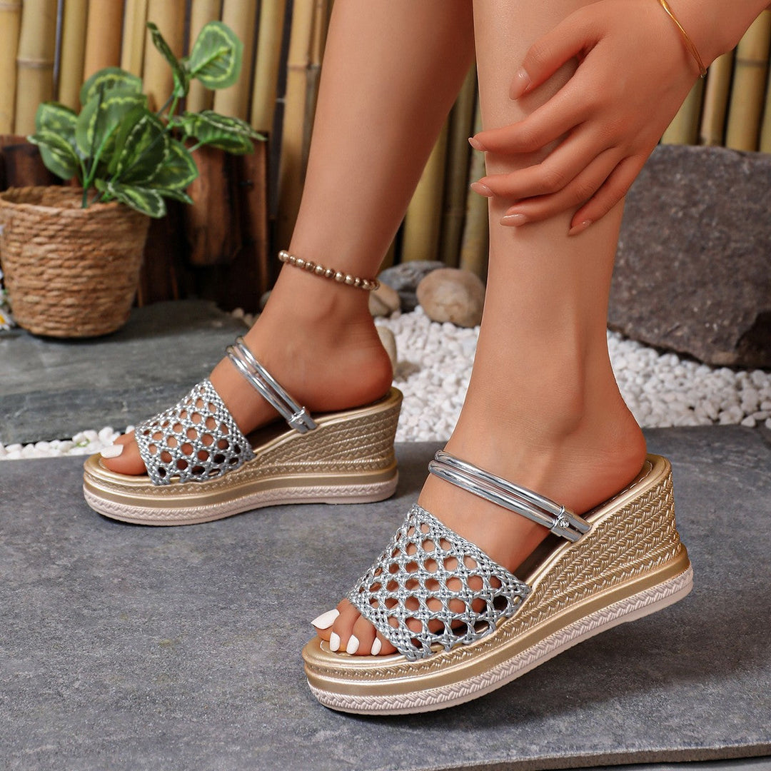Damen modische Keil-Sandalen mit Netzdesign Drune