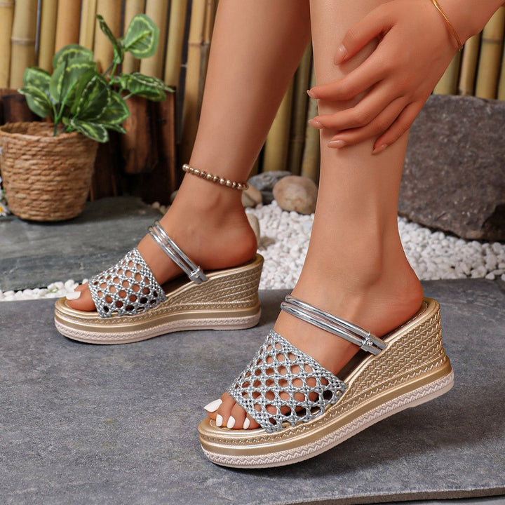 Damen modische Keil-Sandalen mit Netzdesign Drune