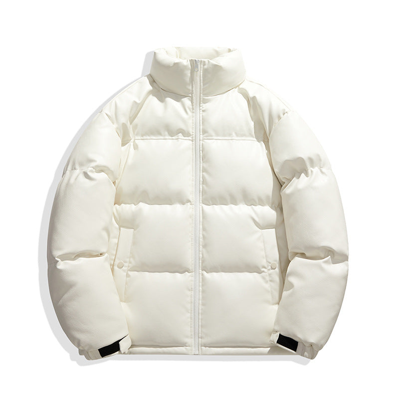 Unisex gesteppte Isolationsjacke mit Kunstleder-Schulterbesatz und hohem Stehkragen Drune