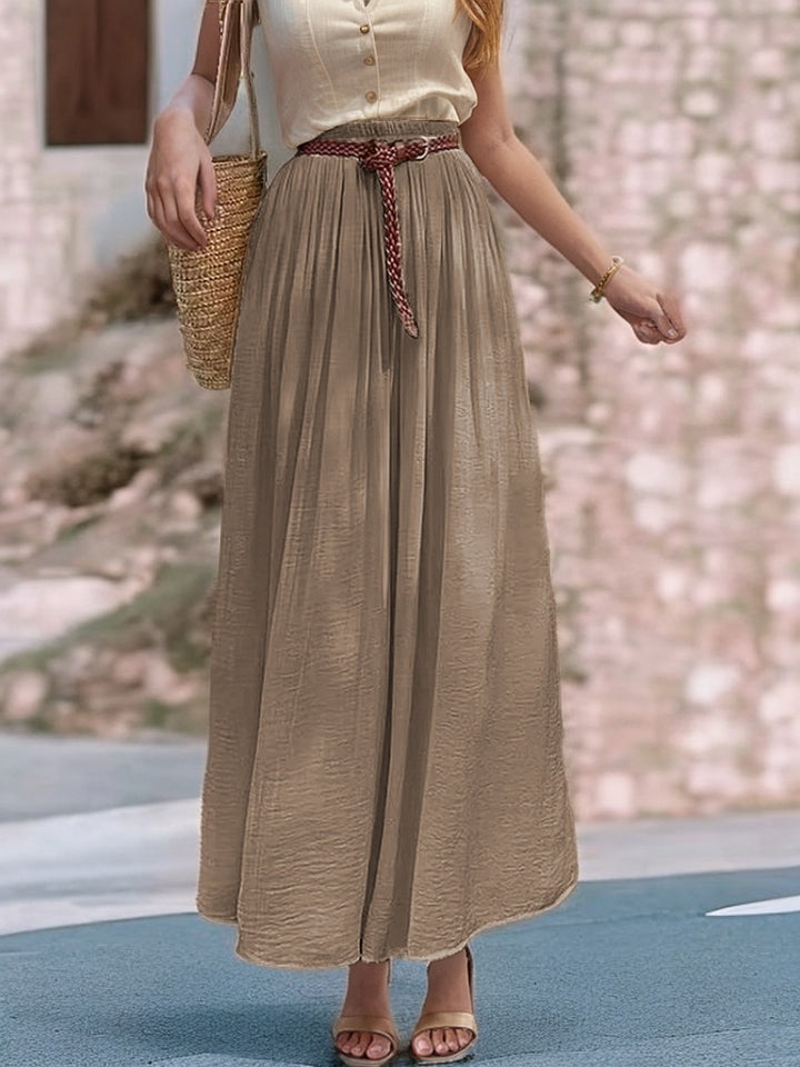 Damen Langer Maxi-Rock mit elastischem Taillenbund und fließendem Stoff Drune
