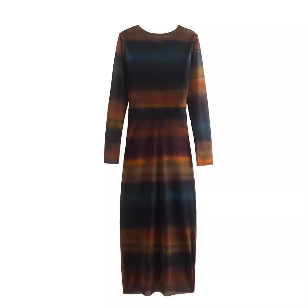 Damen Figurbetontes Midikleid mit seitlicher Drappierung und Rundhalsausschnitt Drune