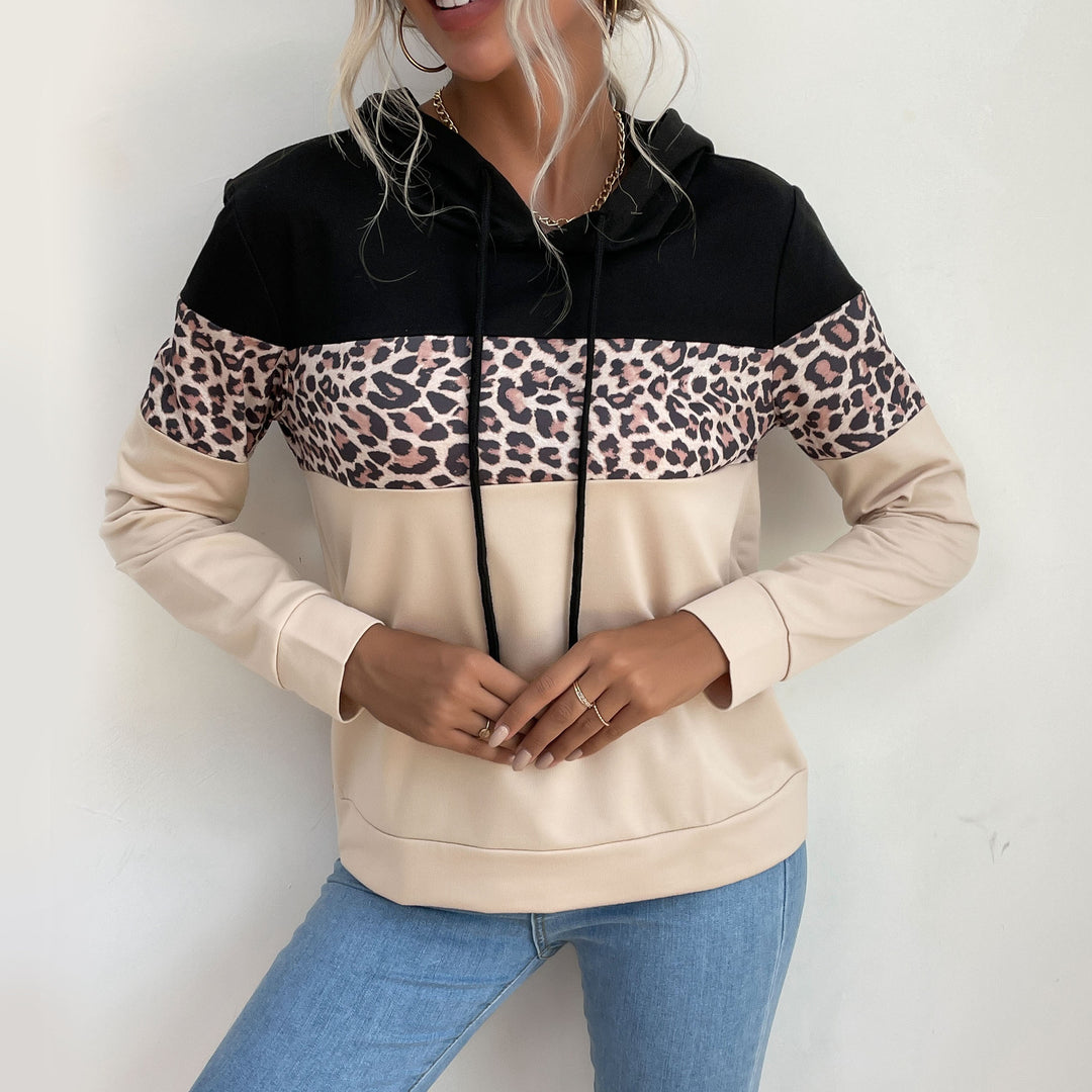 Damen Kapuzenpullover mit modischem Leoparden-Muster und sportlicher Passform Drune