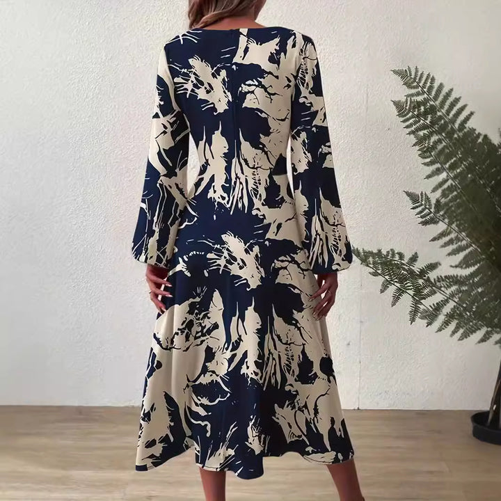 Damen Midi-Kleid mit floralen Details und schickem V-Ausschnitt Drune