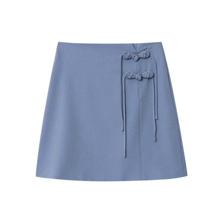 Damen eleganter Wickelrock mit dekorativen Knopfdetails Drune