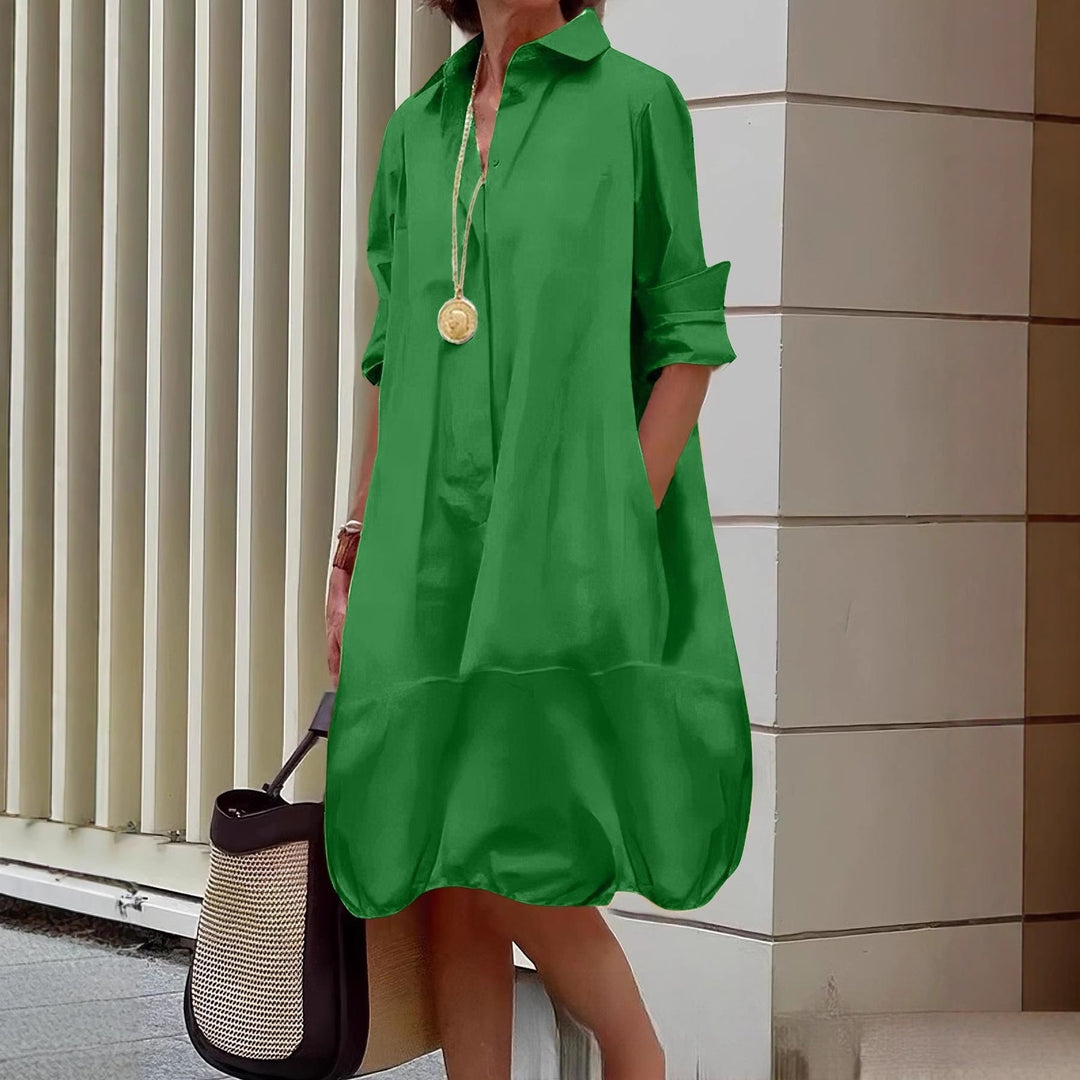 Damen Lässiges Hemdblusenkleid mit weit geschnittenem Saum Drune