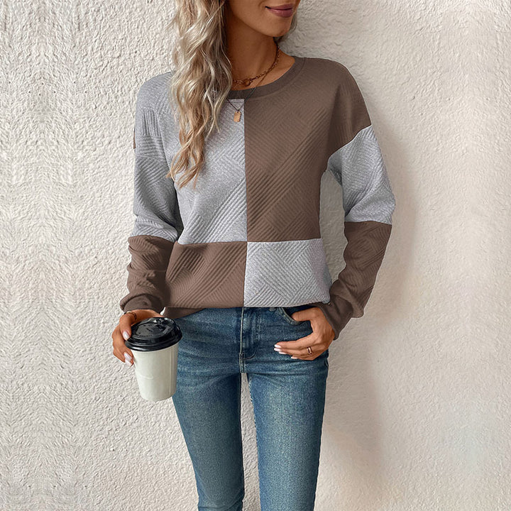 Damen Sweatshirt mit geometrischem Patchwork-Design Drune