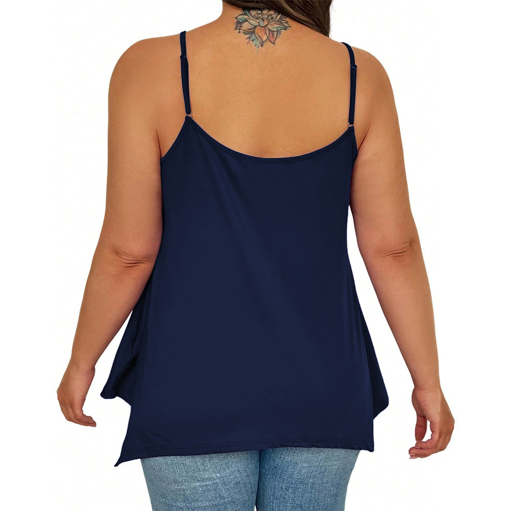 Damen lässiges Spaghetti-Träger Top mit asymmetrischem Saum Drune