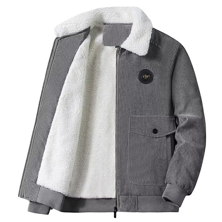 Herren Cord-Workerjacke mit Teddyfutter, Reißverschluss und Pattentasche Drune