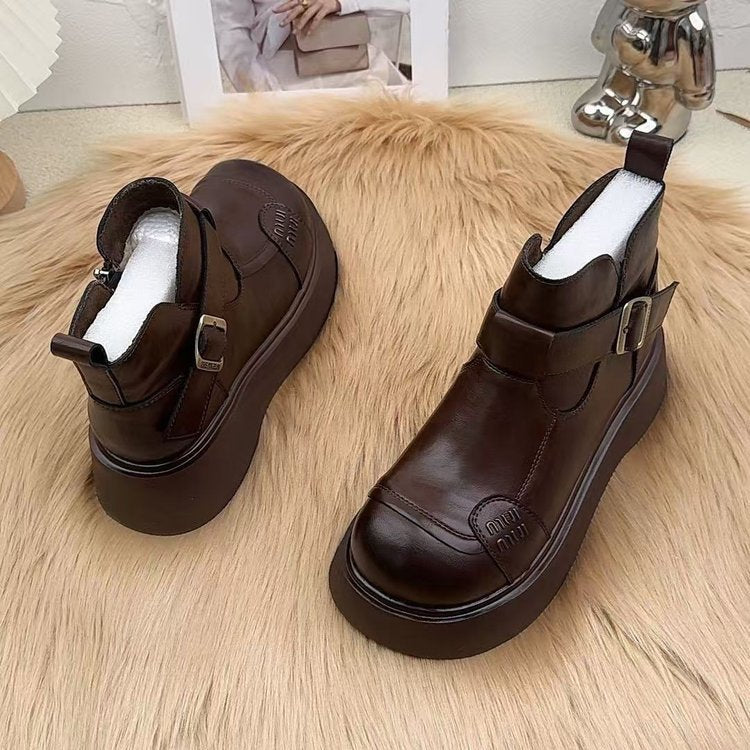 Damen Stilvolle Leder-Boots mit Kuschelfutter Drune