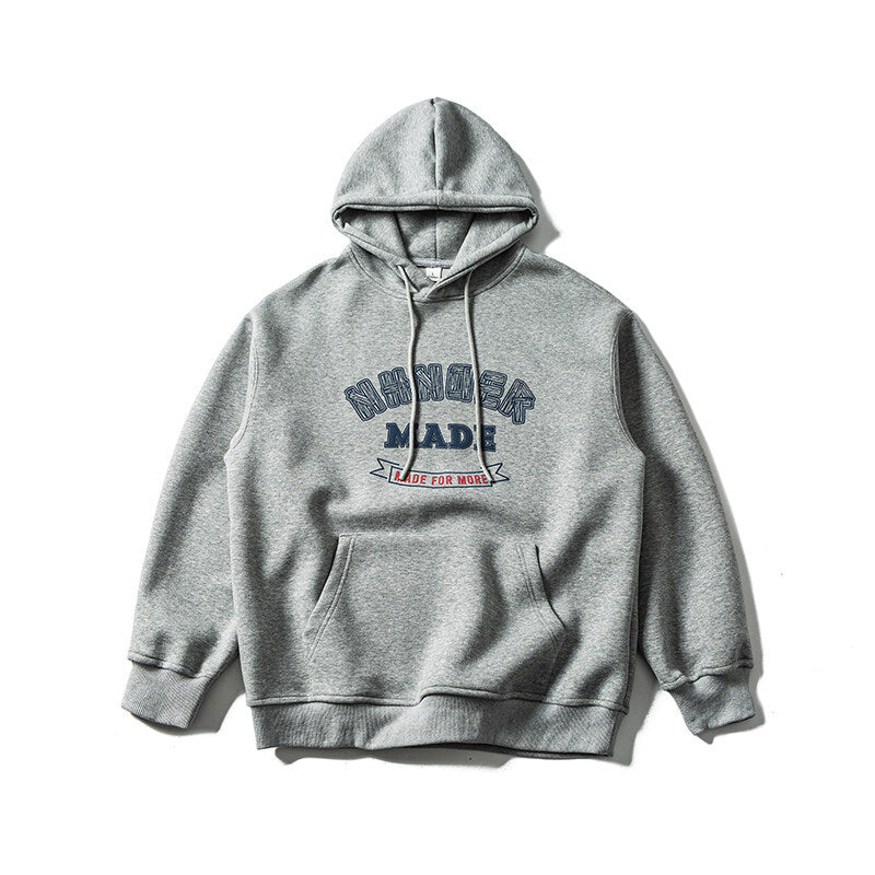 Unisex Kapuzenpullover im Oversize-College-Look mit Kängurutasche Drune
