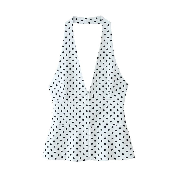 Damen Hochtaillierte Flare-Hose mit Gummibund und Polka-Dot-Print Drune