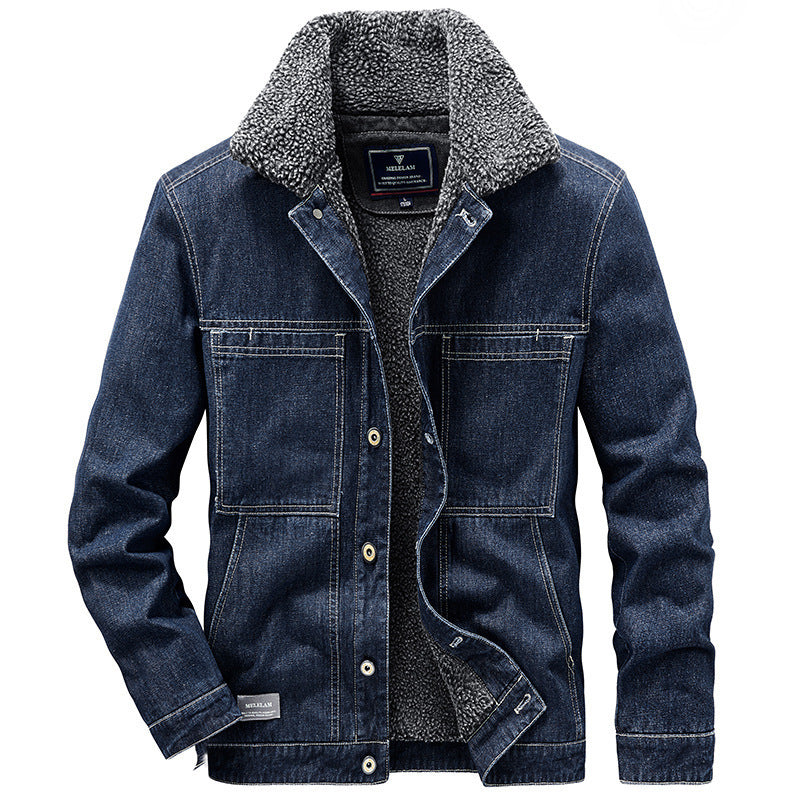 Herren Sherpa-gefütterte Denimjacke im Worker-Style Drune