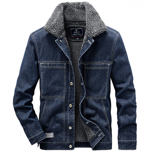 Herren Sherpa-gefütterte Denimjacke im Worker-Style Drune