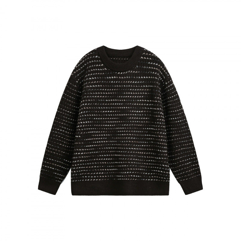 Unisex Feinstrickpullover mit strukturierter Streifenoptik und Rundhalsausschnitt Drune