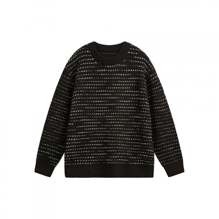 Unisex Feinstrickpullover mit strukturierter Streifenoptik und Rundhalsausschnitt Drune