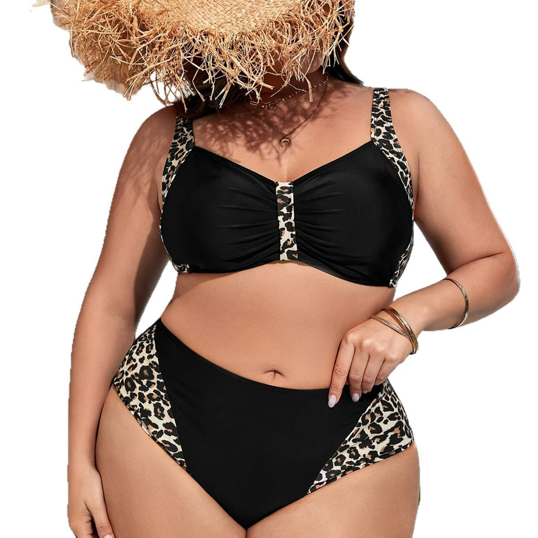 Damen Hochgeschneiderter Bikini mit Leo-Muster Drune