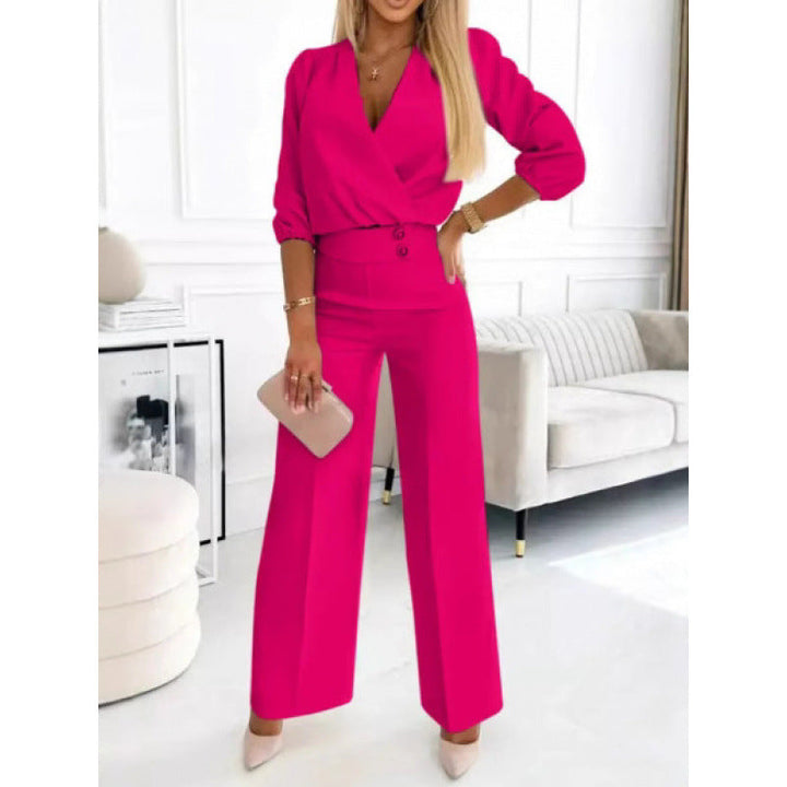 Damen elegantes Jumpsuit mit weiten Beinen Drune