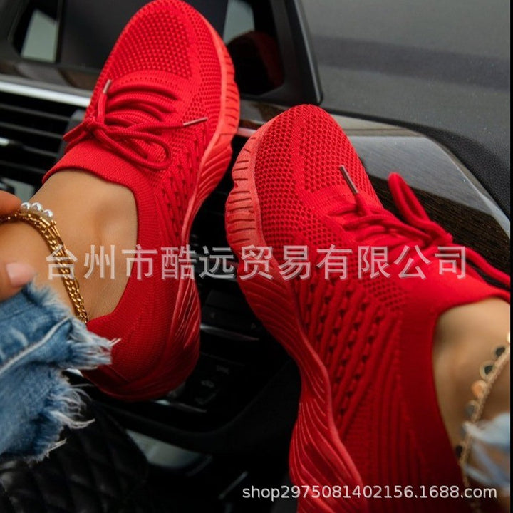 Damen nan leichte gestrickte Slip-On Sneaker mit Schnürdetail und gedämpfter Leichtsohle Drune
