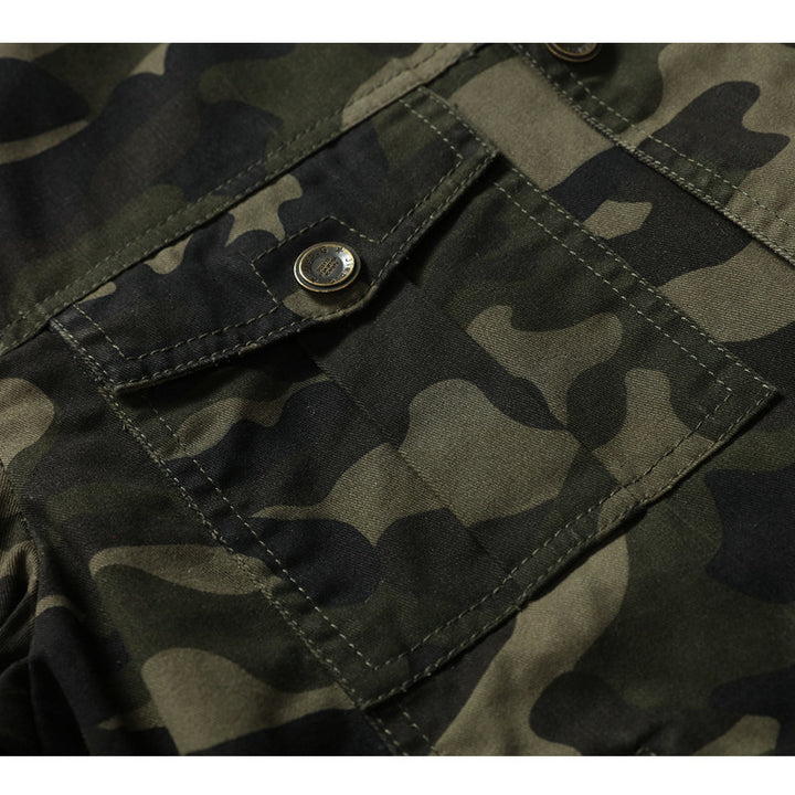 Herren Camouflage-Fieldblouson im Utility‑Stil mit Rippbündchen und Schulterklappen Drune