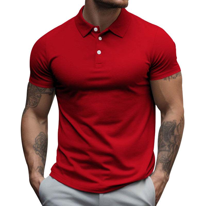 Herren nan tailliertes elastisches Piqué-Poloshirt mit klassischem Kragen Drune