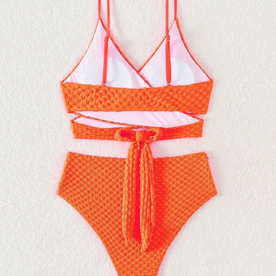 Damen Hochtaillierter Bikini mit modernem Wickeldesign Drune