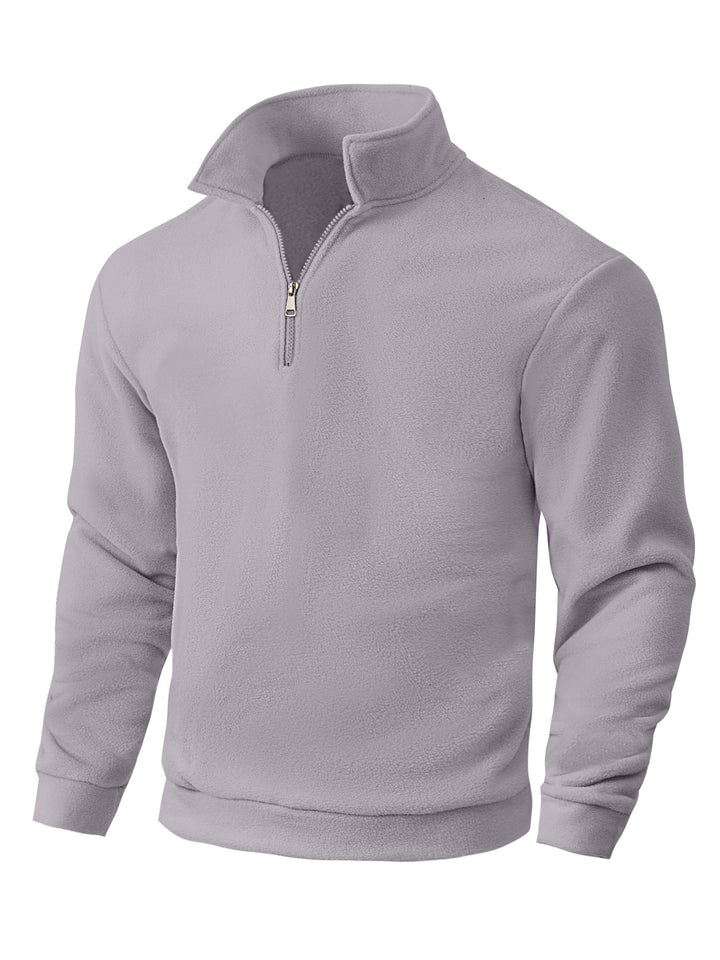 Herren Fleece-Halbzip-Pullover mit Stehkragen, weichem Teddy-Fleece und elastischen Bündchen Drune