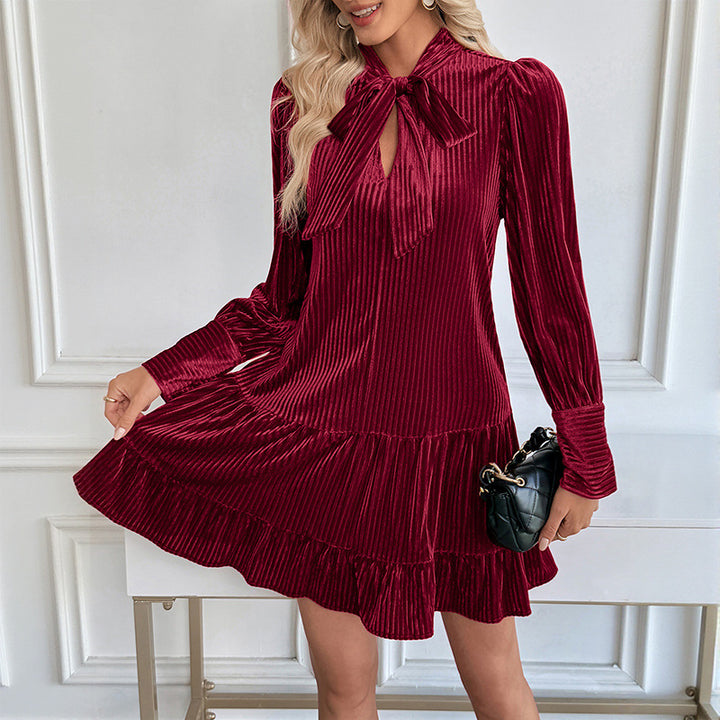 Damen Elegantes und Verspielt Kleid mit Schluppe Drune