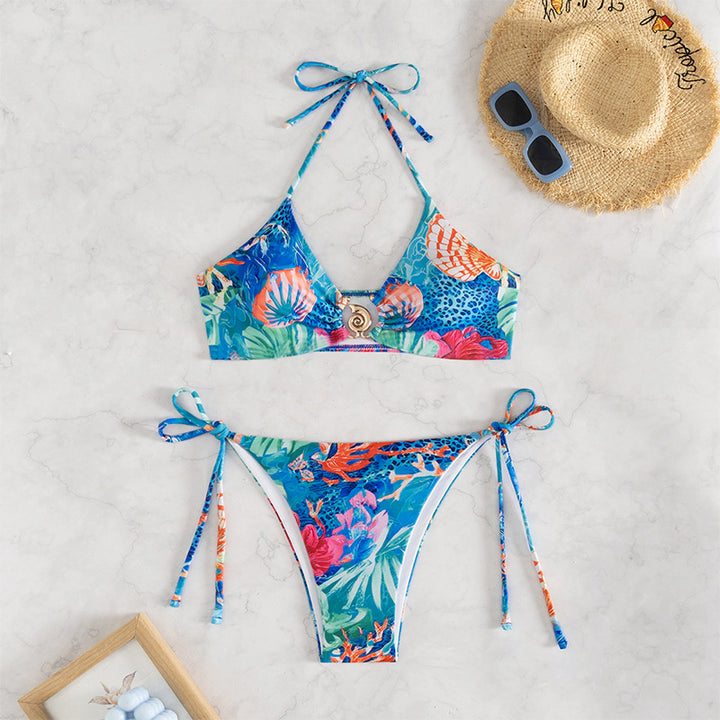 Damen Triangel-Bikini mit dekorativen Muschel-Details Drune