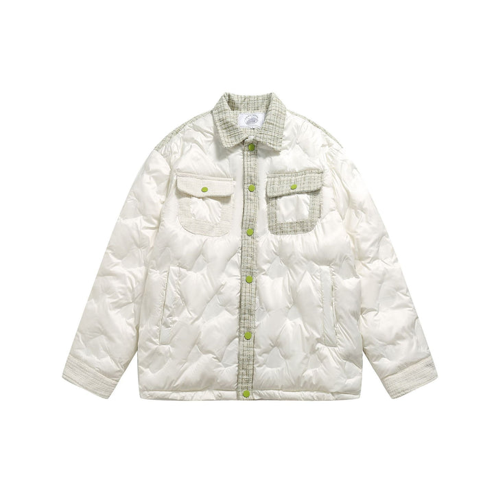 Damen gesteppte Hemdblousonjacke mit Tweedbesatz und Pattentaschen Drune