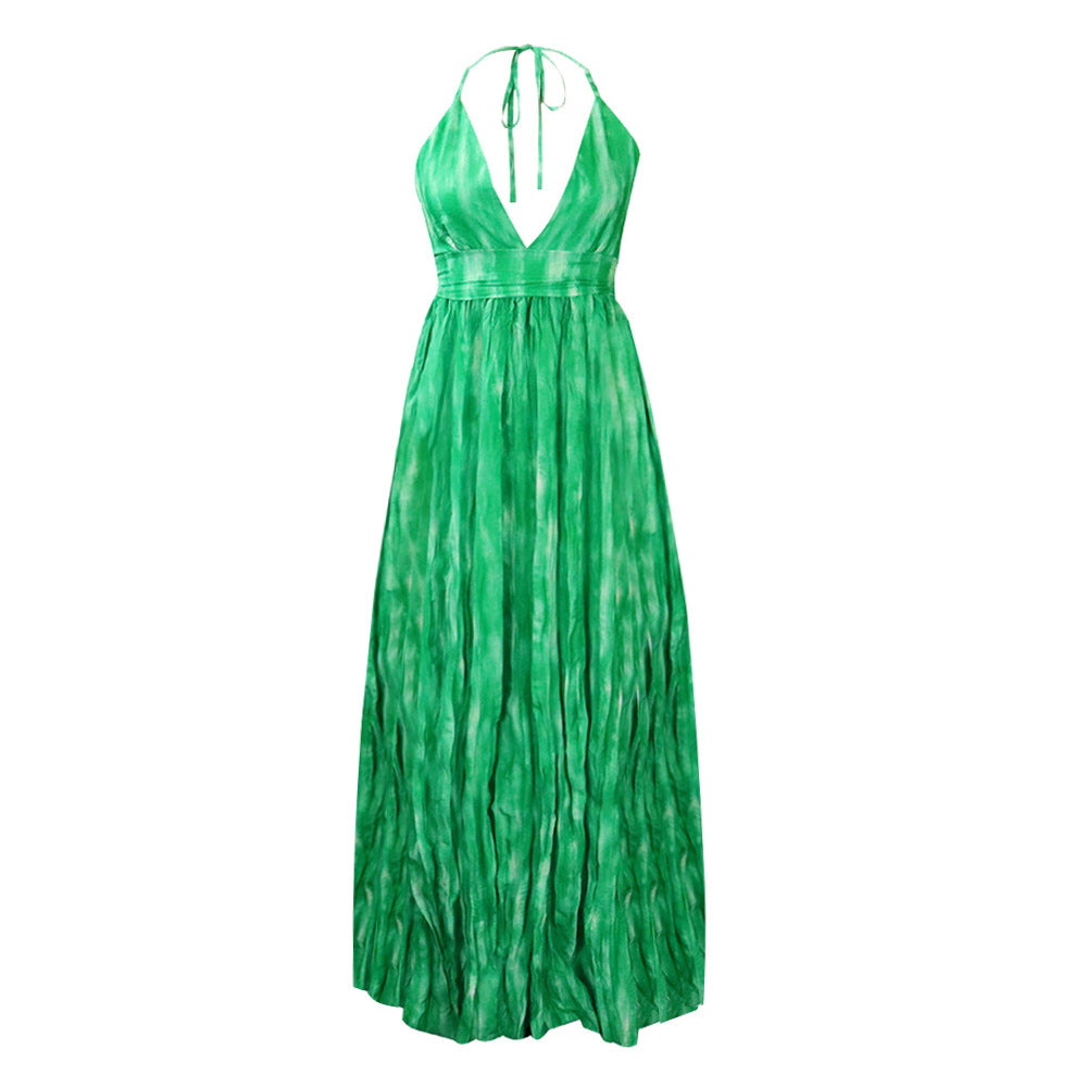 Damen Maxikleid mit tiefem V-Ausschnitt und fließendem Design Drune