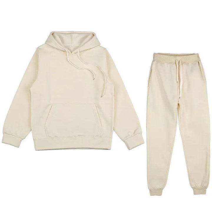 Unisex weiches Lounge-Set mit Oversize-Hoodie, taillenhoher Jogginghose und geripptem Knöchelabschluss Drune