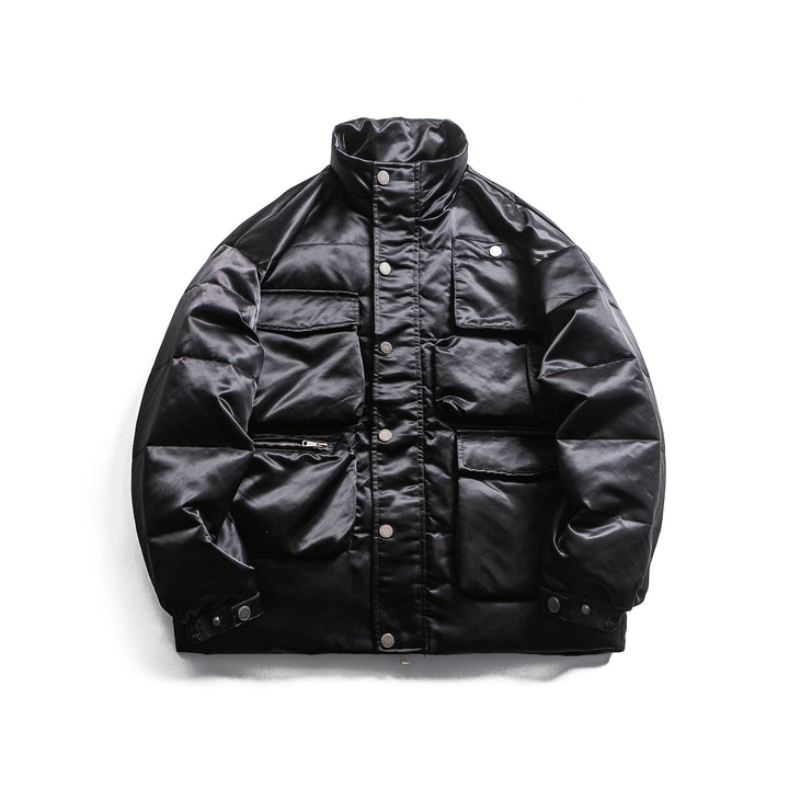 Herren Boxy Isolationsjacke im Fieldstil mit Cargo-Taschen und hohem Stehkragen Drune