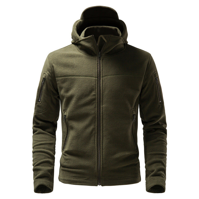 Herren Fleecejacke mit Kapuze und funktionalen Taschen Drune