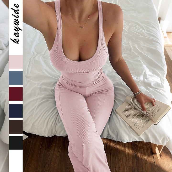Damen Sportliches Jumpsuit aus elastischem Rippmaterial mit figurformendem Schnitt Drune