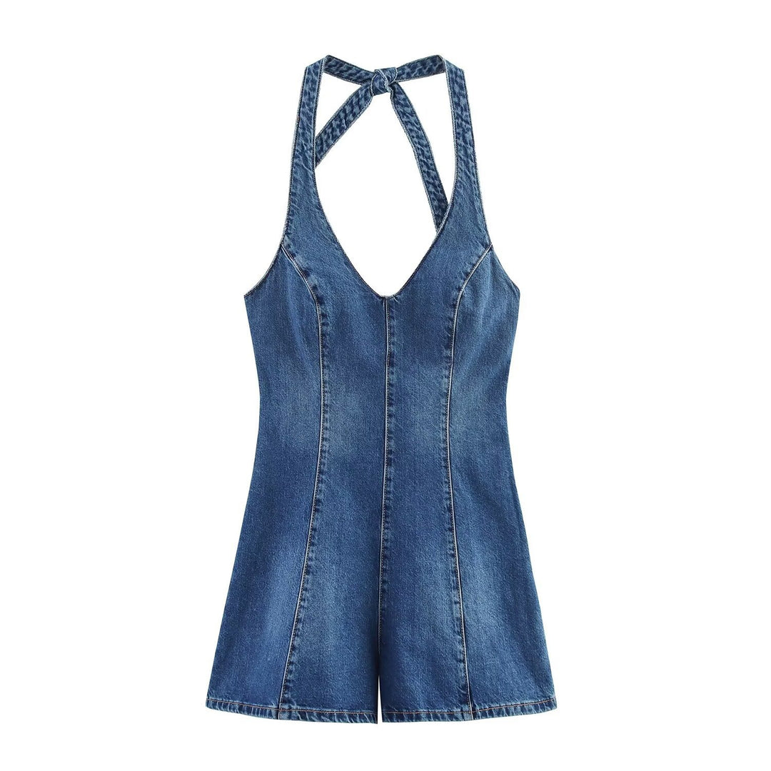 Damen Jumpsuit aus Denim mit Kreuzträgern Drune