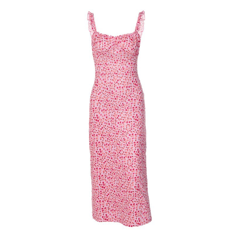 Damen Midi-Kleid mit fröhlichem Punktmuster und Raffdetails Drune