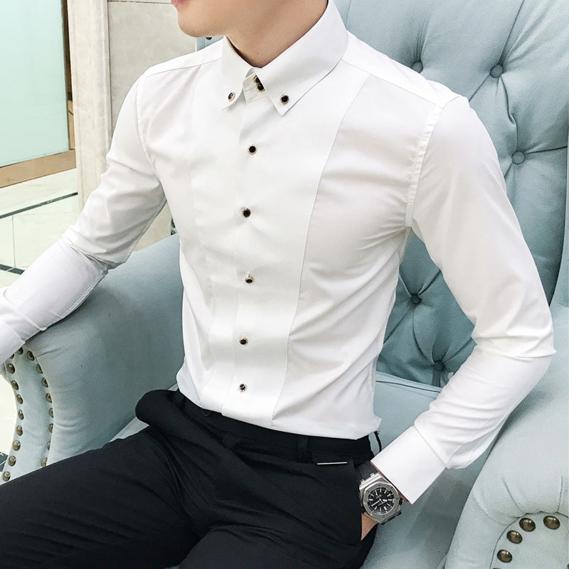 Herren Elegantes Langarmhemd mit feinen Knopfdetails Drune