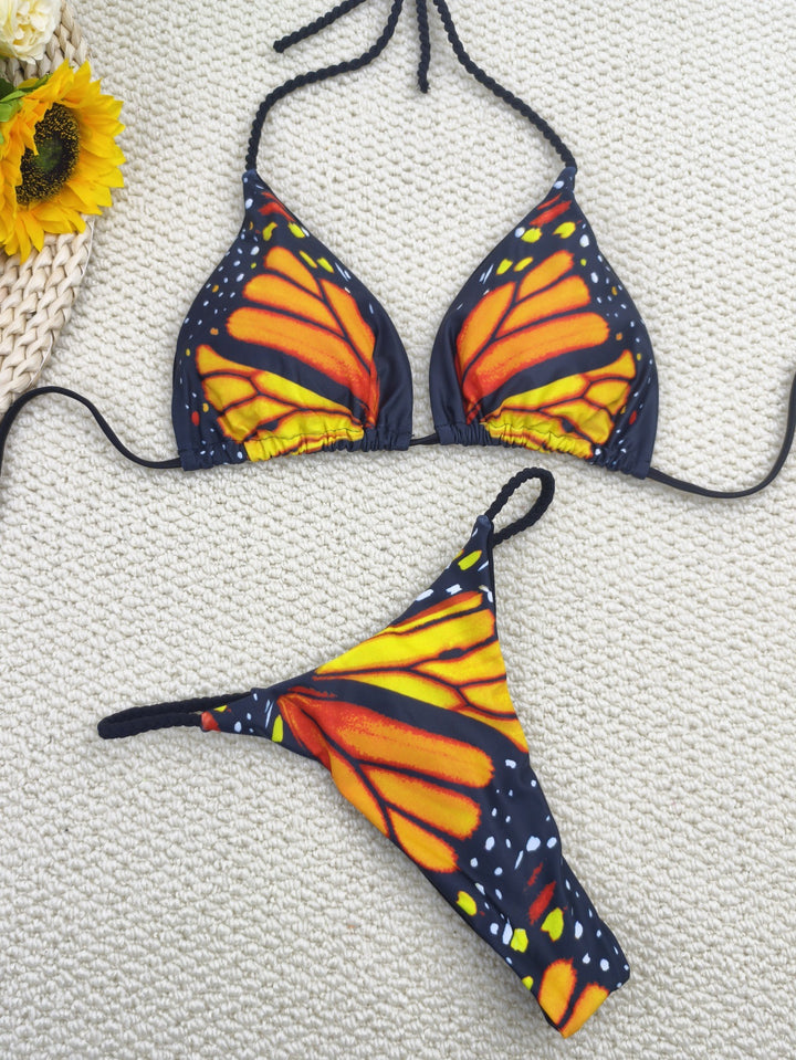 Damen Bikini-Set mit trendigem Schmetterlingsdesign und verstellbaren Bändern Drune